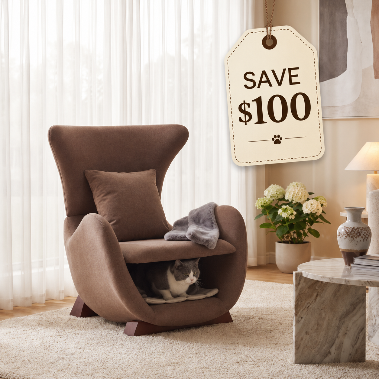 AUVORI™ Luxe Hideaway Pet Lounge Chair