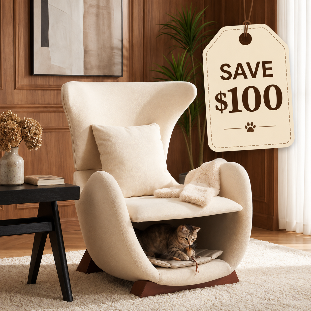 AUVORI™ Luxe Hideaway Pet Lounge Chair